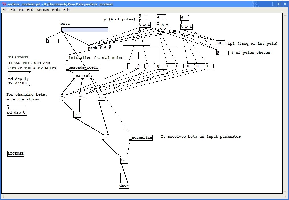 La patch surface_modeler che implementa la generazione di rumore frattale.